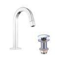 Ver imagem 1 de Kit Torneira Lavatório Banheiro Lavabo Quadrada Bica Média Baixa + Válvula Click 7/8 Cromado Metal