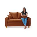 Ver imagem 5 de Sofa Living com Bau Multiuso 2 Lugares Suede Pes em Madeira: Terracota