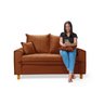 Sofa Living com Bau Multiuso 2 Lugares Suede Pes em Madeira: Terracota - 5