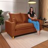 Sofa Living com Bau Multiuso 2 Lugares Suede Pes em Madeira: Terracota - 4
