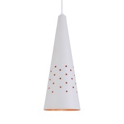 Pendente Cone Furado Luminária Lustre Alumínio Branco Textura C/ Cobre - T&T Iluminação - 3