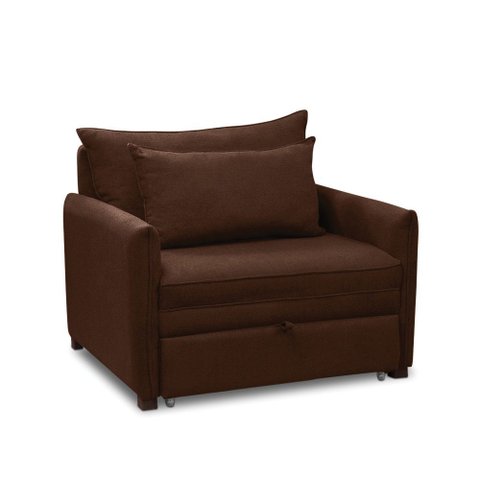 Poltrona Cama Retrátil Solteiro com Rodízio Cloe Bouclê Marrom E03 - D'rossi