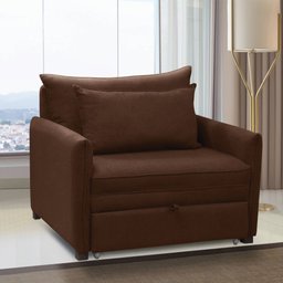 Poltrona Cama Retrátil Solteiro com Rodízio Cloe Bouclê Marrom E03 - D'rossi - 2