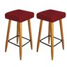 02 BANQUETA DECORATIVAS CHLOE SUEDE VERMELHO PÉS PALITO CASTANHO - 1