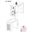 Ver imagem 4 de Bancada Balcão/mesa de Cozinha com Adega 1 Porta e Espelho Multimóveis Mp2248 Madeirado
