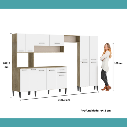 Cozinha Completa com Armário e Balcão Arizona Plus Carraro