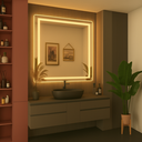 Ver imagem 4 de Espelho Quadrado 70x70 cm Jateado LED 3 Cores Touch Moderno