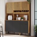 Ver imagem 2 de Cozinha Compacta Moscato 6 Portas 1 Gaveta 100% Mdf Amêndoa/chumbo - Rio Doce