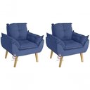 Ver imagem 1 de Kit 02 Poltrona Decorativa Opala Azul Marinho Smf Decor
