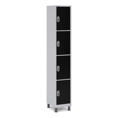 Armário de Aço 4 Portas para Vestiários e Academias Cor:preto