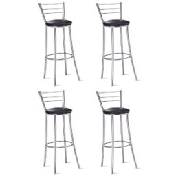 Kit 4 Banquetas para bancada Grazi cromada-tamanho médio-assento preto - 1