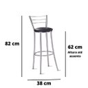 Ver imagem 4 de Kit 4 Banquetas para bancada Grazi cromada-tamanho médio-assento preto