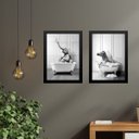 Ver imagem 2 de Kit 2 Quadros para Decorar Banheiro - Zebra e Elefante 24x18cm:madeira Branca