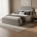 Ver imagem 5 de Cama Queen Cabeceira Estofada Quarto Moderno Alto Padrão:boucle Cinza