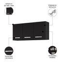 Ver imagem 2 de Armário de Cozinha Aéreo 120cm 3 Portas Honduras Preto - Lumil Lumil Móveis