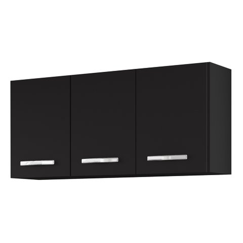 Armário de Cozinha Aéreo 120cm 3 Portas Honduras Preto - Lumil Lumil Móveis