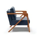 Ver imagem 4 de Poltrona Melissa Suede Azul Marinho Base de Madeira Castanho - D’Rossi