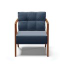 Ver imagem 3 de Poltrona Melissa Suede Azul Marinho Base de Madeira Castanho - D’Rossi
