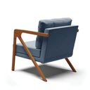 Ver imagem 5 de Poltrona Melissa Suede Azul Marinho Base de Madeira Castanho - D’Rossi