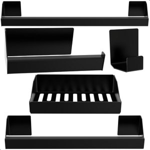 Kit de Acessórios para Banheiro Preto 5 Pçs F.master Slim Df