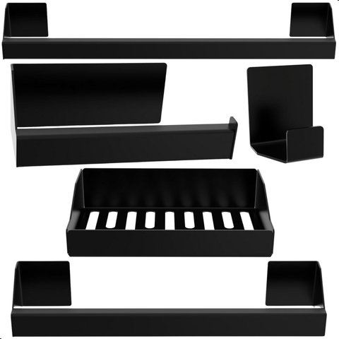 Kit de Acessórios para Banheiro Preto 5 Pçs F.master Slim Df