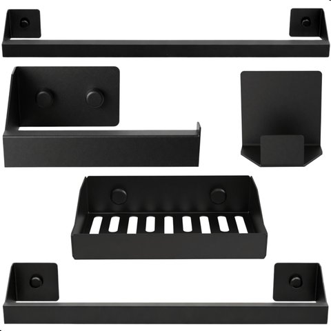Kit de Acessórios para Banheiro Preto 5 Pçs F.Master Slim Df