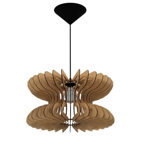 Luminária Teto tipo Pendente COBRA MDF - Completa