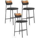 Ver imagem 1 de Kit 03 Banquetas Alta Bar Cozinha Sala Jantar Whisky Elira L02 Couríssimo Whisky Linho Chumbo -
