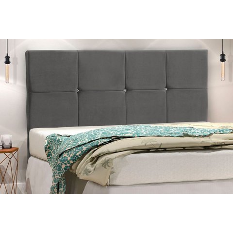 Cabeceira Casal Jbe Moveis Paris 144cm Bege Para Cama Box 138cm Decoração Quarto - Cinza