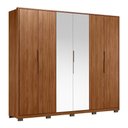Ver imagem 2 de Guarda Roupa Casal Atrice 6 Portas Nogueira Touch com 2 Espelhos e Pés - Demartêz Nogueira Touch