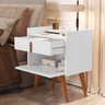 Kit 2 Mesas de Cabeceira 1188 Com Porta e Gaveta Pés Palito Branco - JM Casa dos Moveis - 3