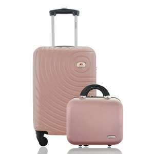 Kit Mala de Bordo mais Frasqueira Rígida ABS - Gladiador A7 Cor: Rose Gold