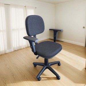 Cadeira de Escritório Secretária, Base Giratória, Braços Reguláveis, Tecido Jserrano Cor Preto