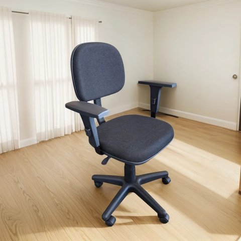 Cadeira de Escritório Secretária, Base Giratória, Braços Reguláveis, Tecido Jserrano Cor Preto