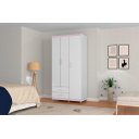 Ver imagem 2 de Roupeiro / Guarda Roupas Ti Solteiro 3 Portas Cor Branco / Rosa