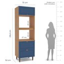 Ver imagem 3 de Torre Quente 1 Porta 2 Gavetas 2 Nichos para Forno Pérola Yescasa Azul/Freijó
