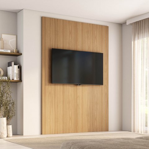 Painel Liso para TV 65 Polegadas Planejado 160x230cm Aruá CabeCasa MadeiraOriginals Marrom/Jatobá