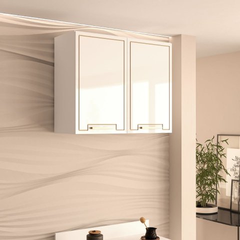 Armário Aéreo 80cm 2 Portas Amara Branco Politorno Móveis
