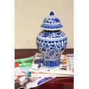 Ver imagem 3 de Pote Porcelana Azul e Branco Florido Importado D17 X A31cm
