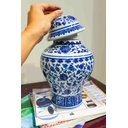 Ver imagem 2 de Pote Porcelana Azul e Branco Florido Importado D17 X A31cm