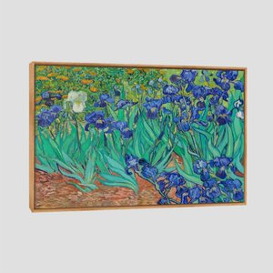 Quadro Van Gogh Iris Tela Moldura Bege 63X42Cm