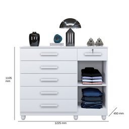 Cômoda Milão 6 Gavetas Mdp Benetil Branco - 4