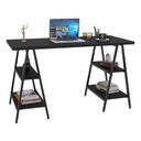 Ver imagem 1 de Mesa Escrivaninha Cavalete 135cm Estilo Industrial Prisma C08 Preto Ônix/Preto - Mpozenato