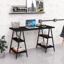 Ver imagem 2 de Mesa Escrivaninha Cavalete 135cm Estilo Industrial Prisma C08 Preto Ônix/Preto - Mpozenato
