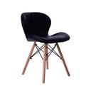 Ver imagem 2 de Kit 02 Cadeiras Estofada Jantar Charles Eames Eiffel Slim Wood Confort Preto