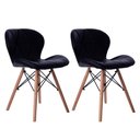 Ver imagem 1 de Kit 02 Cadeiras Estofada Jantar Charles Eames Eiffel Slim Wood Confort Preto