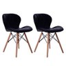 Kit 02 Cadeiras Estofada Jantar Charles Eames Eiffel Slim Wood Confort Preto - 1