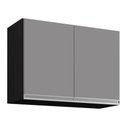 Ver imagem 1 de Armário Aéreo 80cm 2 Portas Califórnia Preto/Cinza - Lumil Móveis