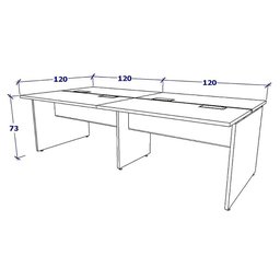 Espaço de Trabalho Escritório P/ 4 Pessoas 2,40m Pre F5 Cor:preto - 2