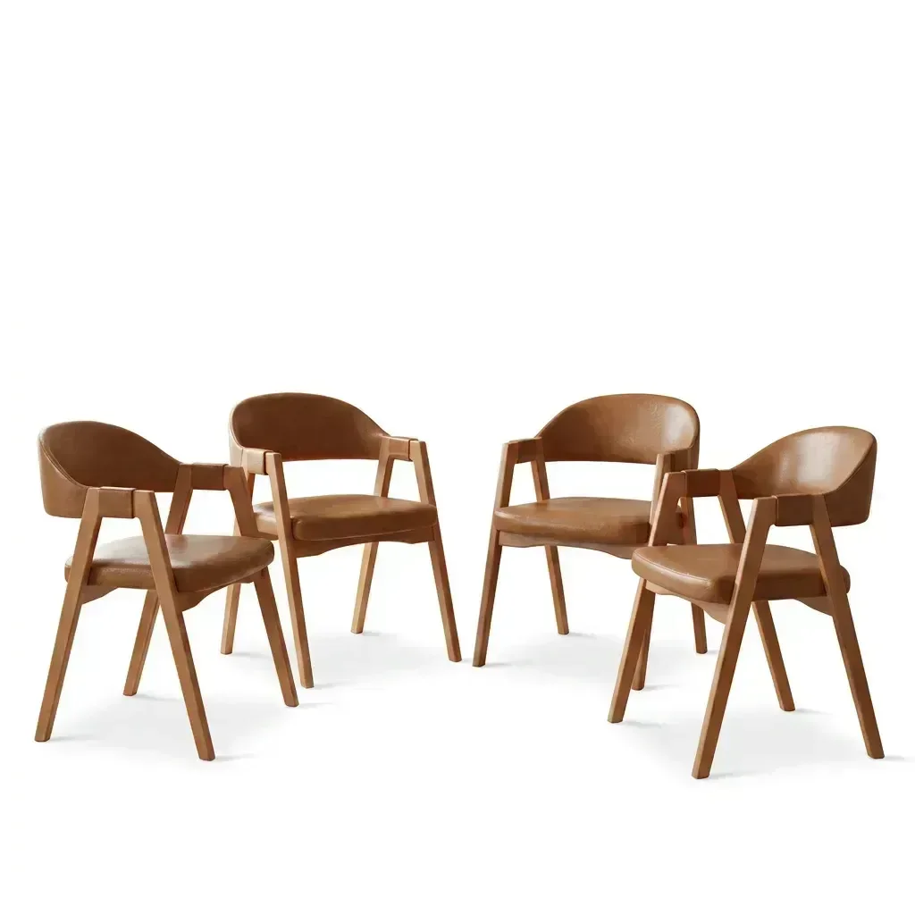 Ver imagem 3 de Kit 4 Cadeiras Estofadas para Mesa de Jantar Madeira Gaia Caramelo Yescasa Marrom
